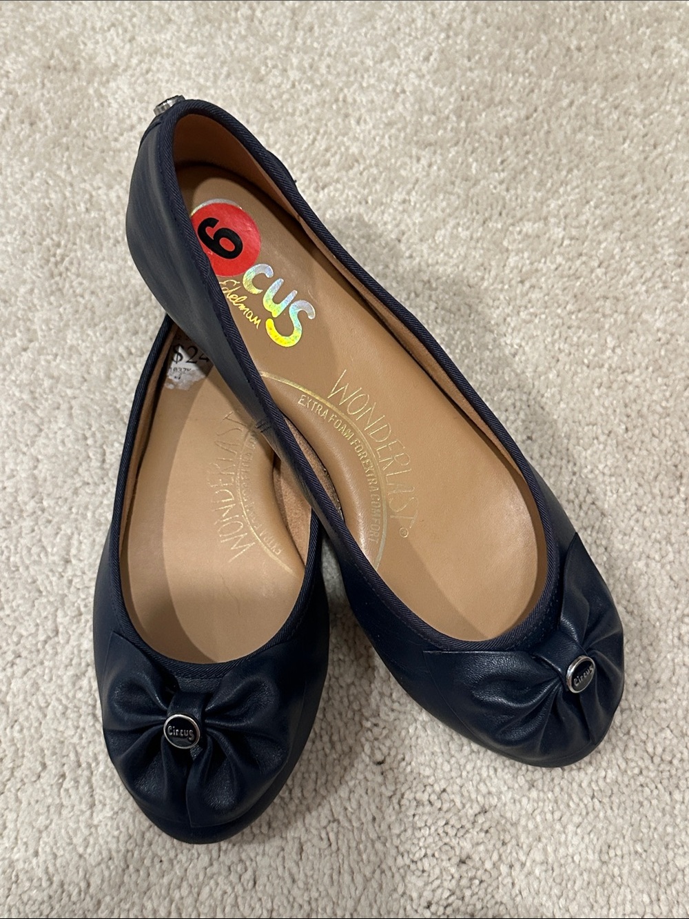 Circus by Sam Edelman Navy Leather Bow Ballet Flats